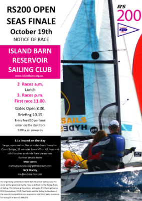 More information on SEAS Finale At Island Barn NoR Now Online